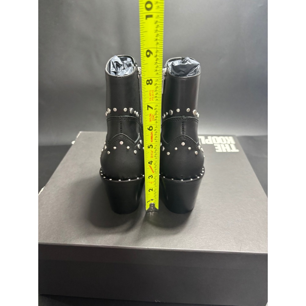 The Kooples Women's Santiag Leather Studded Ankle Booties Black/Silver FR 37/US6 - Picture 5 of 12